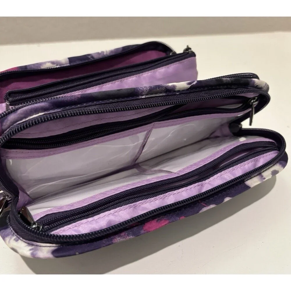 Lug Flipper Jewelry Accessory Travel Pouch Purple Floral Watercolor